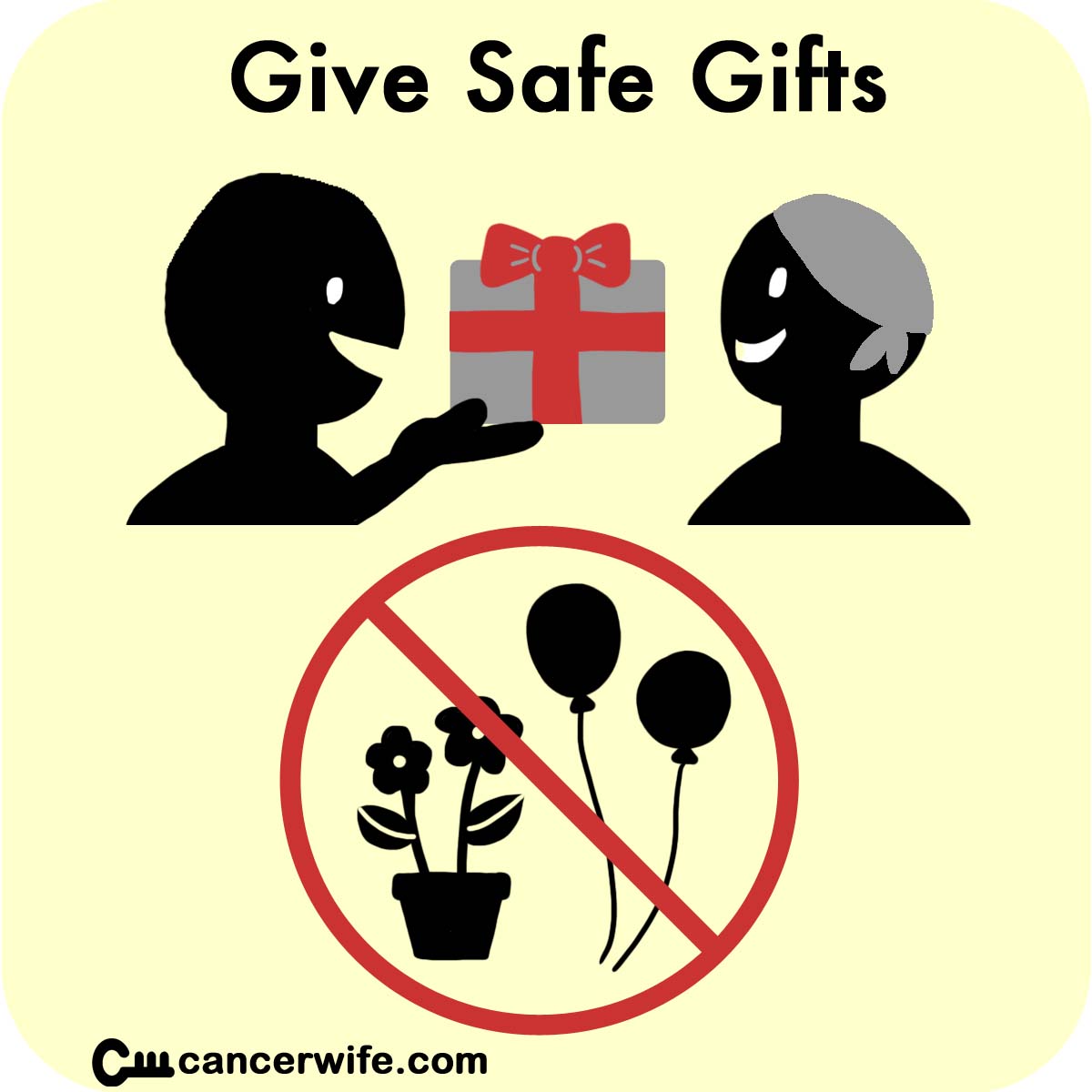 Tips for visiting cancer patients, give safe gifts, no fresh flowers or balloons